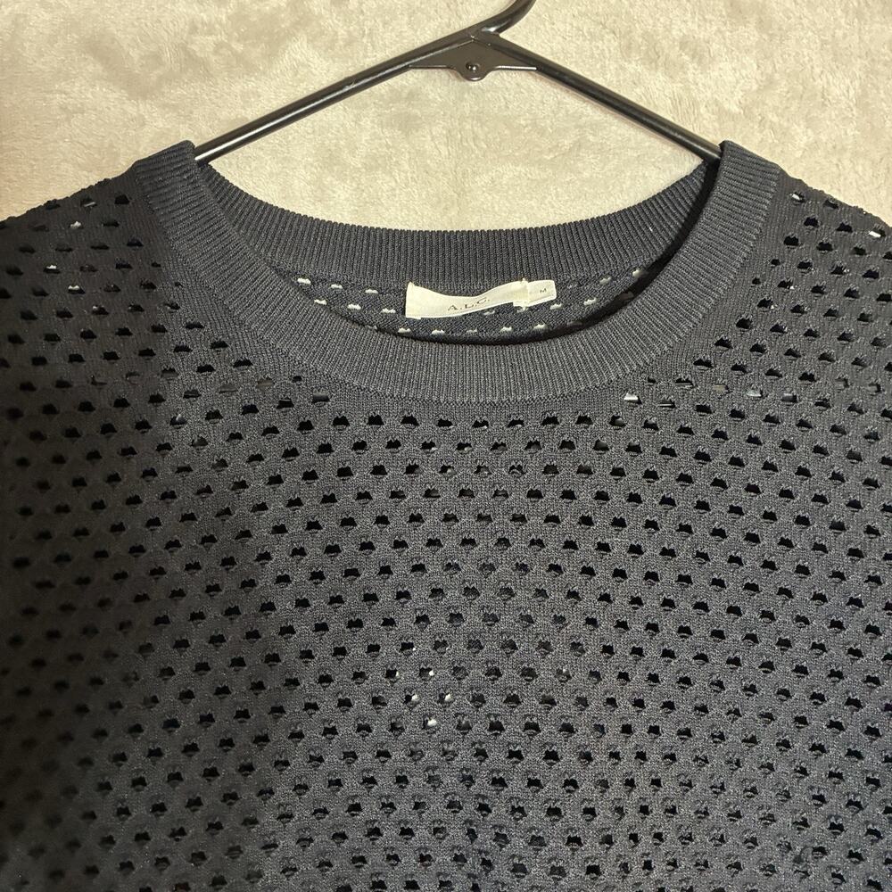 A.L.C. Cropped Open-Knit Top Sweater Black Size M - Picture 3 of 10